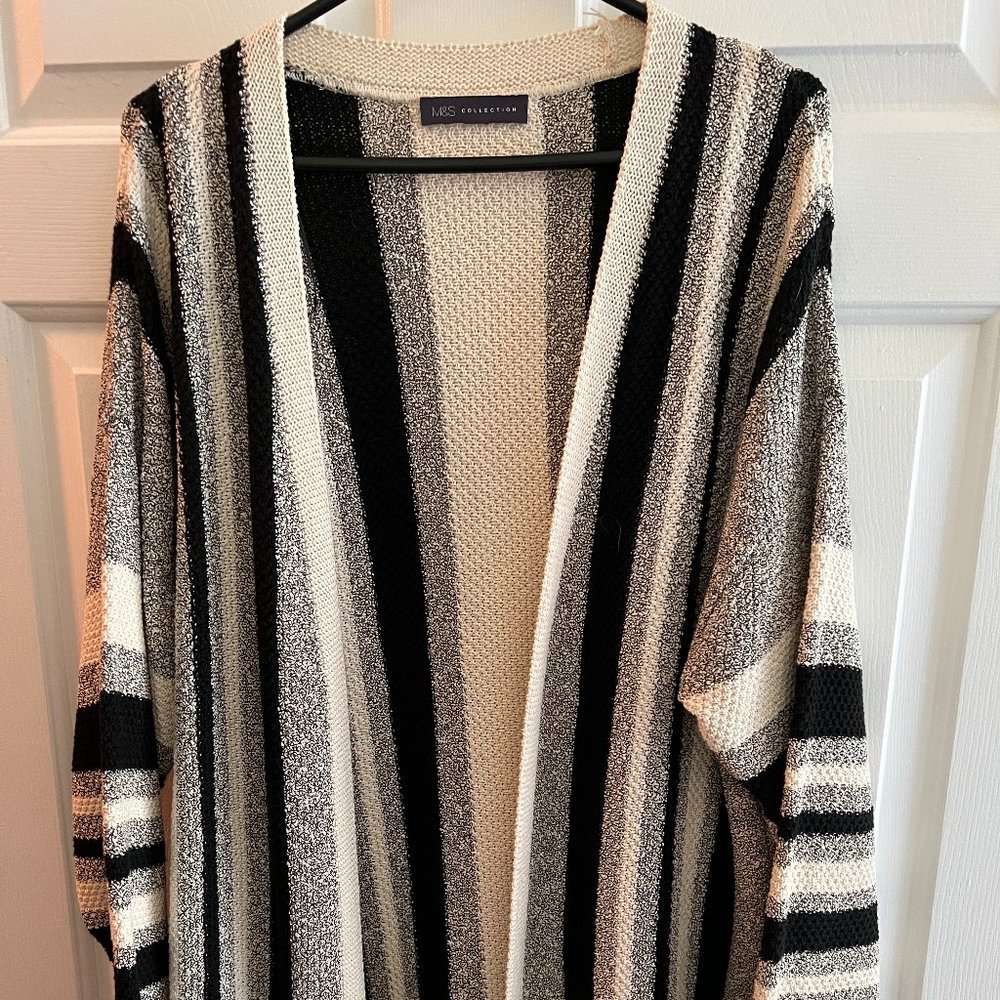 Marks & Spencer Black and Cream Open Cardigan Sweater